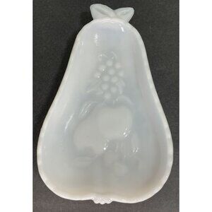 Vintage 1950s Hazel Atlas Pear Shaped Milk Glass Candy Dish